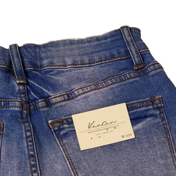 KANCAN Women's Regular Distressed Mid Rise KC11143ML Jean Shorts Size 25 - Picture 2 of 16